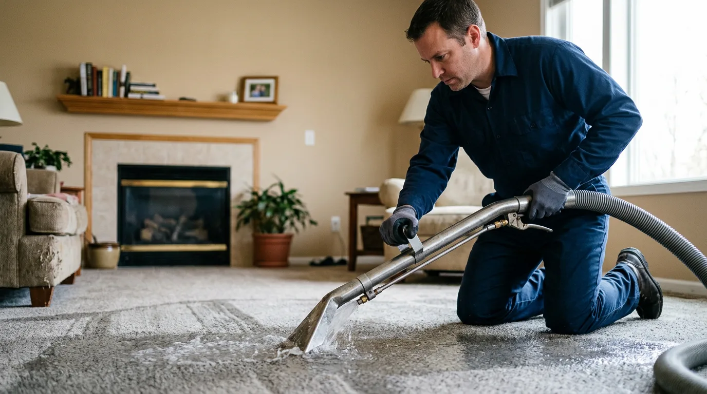 Water damage restoration technician working near Georgetown, TX